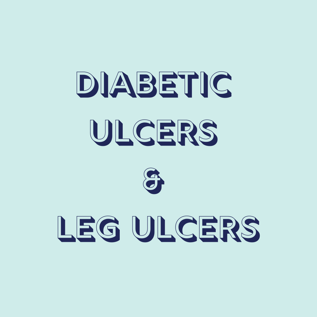 Letters spelling the words 'Diabetic Ulcers and Leg Ulcers'