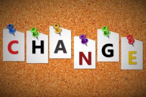 letters spelling change on a pin board