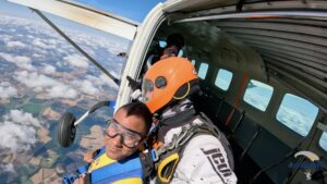 Emmanual starting his skydive for us